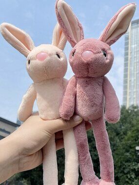 ✨Long‑limb Rabbit Plush Doll Two‑tone Pink Beige Soft Plush Toy
